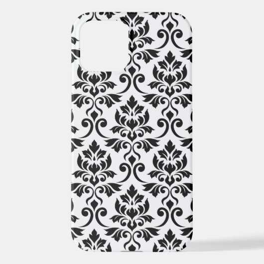 Feuille Damask LG Pattern Zwart op Wit iPhone Hoesje (Achterkant)