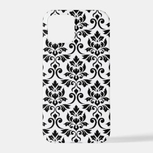Feuille Damask LG Pattern Zwart op Wit iPhone 12 Pro Hoesje