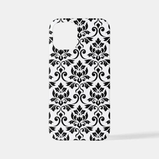 Feuille Damask LG Pattern Zwart op Wit iPhone Hoesje (Achterkant)