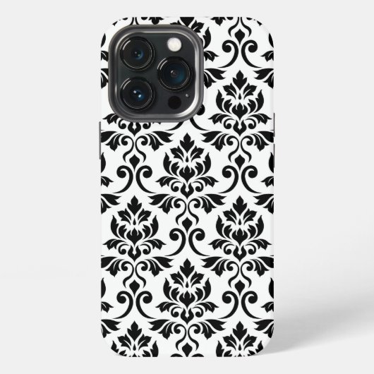 Feuille Damask LG Pattern Zwart op Wit iPhone Hoesje (Achterkant)