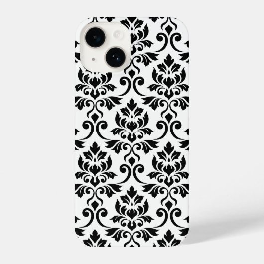 Feuille Damask LG Pattern Zwart op Wit iPhone Hoesje (Achterkant)