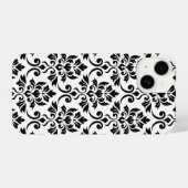 Feuille Damask LG Pattern Zwart op Wit iPhone Hoesje (Achterkant horizontaal)
