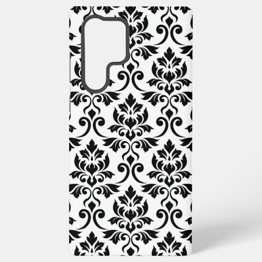 Feuille Damask LG Pattern Zwart op Wit Samsung Galaxy Hoesje (Achterkant)