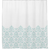 Feuille Damask Part Pattern Light Blauwgroen op Wh Douchegordijn (Voorkant)