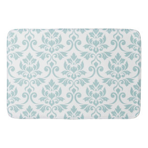 Feuille Damask Patroon Ei Blauw op Wit Badmat
