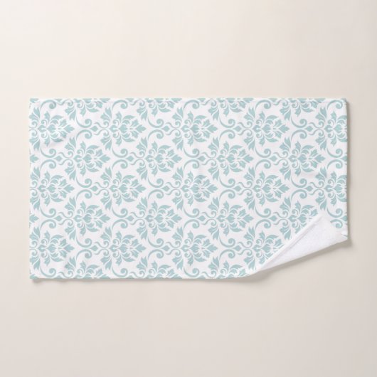 Feuille Damask Patroon Ei Blauw op Wit Handdoek (Handdoek)