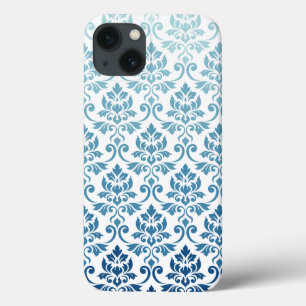 Feuille Damask Patroongradiënt Dk Blue-Blauwgroen iPhone 13 Hoesje