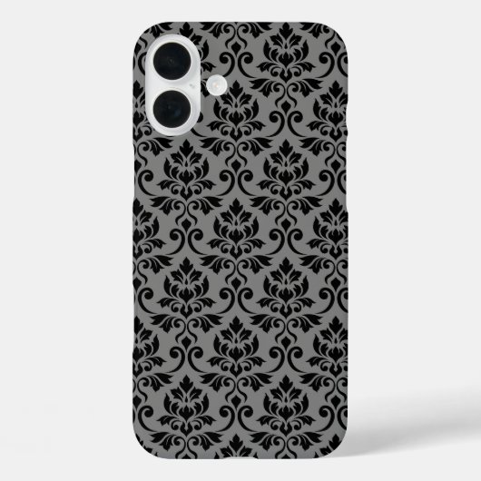 Feuille Damask Pattern Black op Grey Case-Mate iPhone Case (Achterkant)