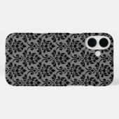 Feuille Damask Pattern Black op Grey Case-Mate iPhone Case (Achterkant (horizontaal))