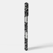 Feuille Damask Pattern Black op Grey Case-Mate iPhone Case (Achterkant / Rechts)