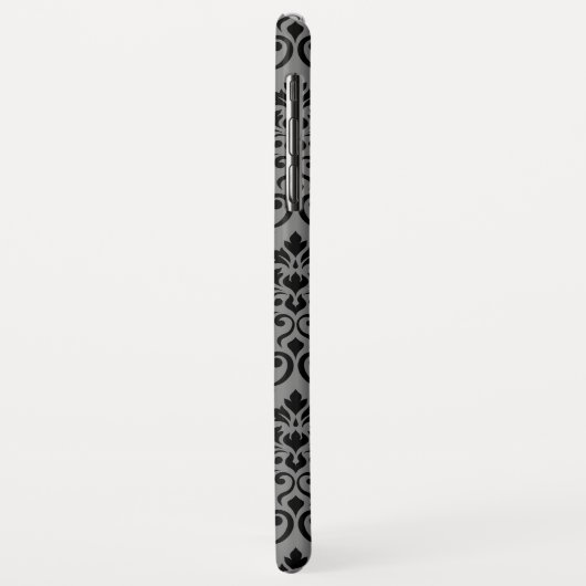 Feuille Damask Pattern Black op Grey Case-Mate iPhone Case (Achterkant/links)