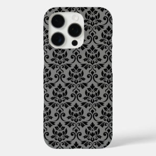Feuille Damask Pattern Black op Grey iPhone 16 Pro Hoesje