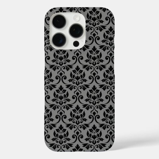 Feuille Damask Pattern Black op Grey Case-Mate iPhone Case (Achterkant)