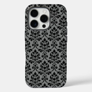 Feuille Damask Pattern Black op Grey iPhone 16 Pro Hoesje