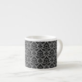 Feuille Damask Pattern Black op Grey Espresso Kop (Voorkant rechts)