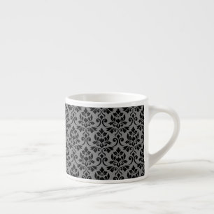 Feuille Damask Pattern Black op Grey Espresso Kop