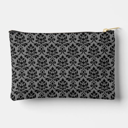 Feuille Damask Pattern Black op Grey Etui (Achterkant)