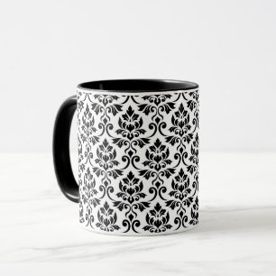 Feuille Damask Pattern Black op White Mok