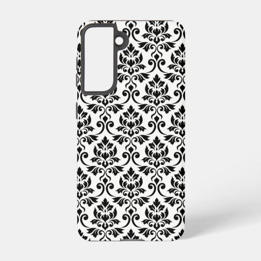 Feuille Damask Pattern Black op White Samsung Galaxy Hoesje (Achterkant)