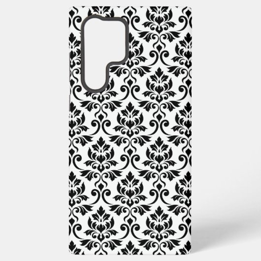 Feuille Damask Pattern Black op White Samsung Galaxy Hoesje (Achterkant)