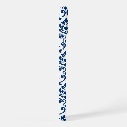 Feuille Damask Pattern bleu foncé sur blanc (Côté droit)