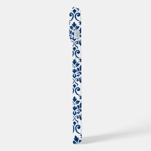 Feuille Damask Pattern bleu foncé sur blanc (Côté gauche)