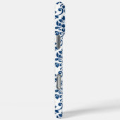 Feuille Damask Pattern Dark Blue op White Case-Mate iPhone Case (Achterkant / Rechts)