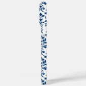 Feuille Damask Pattern Dark Blue op White Case-Mate iPhone Case (Achterkant / Links)