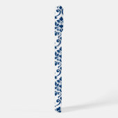 Feuille Damask Pattern Dark Blue op White iPhone Hoesje (Rechterkant)