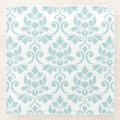 Feuille Damask Pattern Duck Egg Blue op White Glazen Onderzetter (Voorkant)