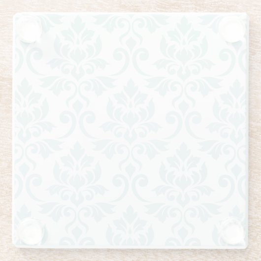 Feuille Damask Pattern Duck Egg Blue op White Glazen Onderzetter (Achterkant)