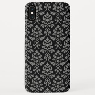 Feuille Damask Pattern Grey op Black iPhone XS Max Hoesje