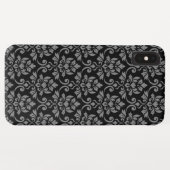 Feuille Damask Pattern Grey op Black Case-Mate iPhone Case (Achterkant (horizontaal))
