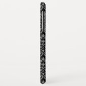 Feuille Damask Pattern Grey op Black Case-Mate iPhone Case (Achterkant/links)