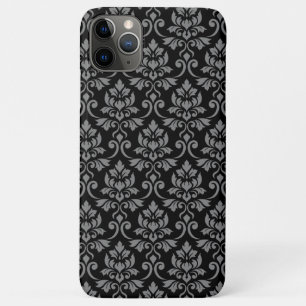 Feuille Damask Pattern Grey op Black iPhone 11 Pro Max Hoesje