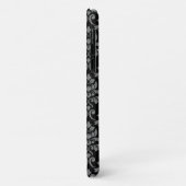 Feuille Damask Pattern Grey op Black Case-Mate iPhone Case (Achterkant/links)