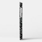 Feuille Damask Pattern Grey op Black Case-Mate iPhone Case (Achterkant / Links)