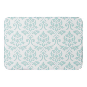 Feuille Damask Pattern Light Blauwgroen op White Badmat