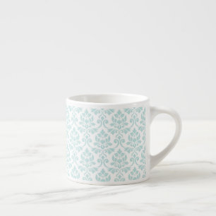 Feuille Damask Pattern Light Blauwgroen op White Espresso Kop