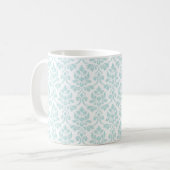 Feuille Damask Pattern Light Blauwgroen op White Koffiemok (Voorkant links)