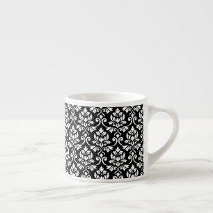 Feuille Damask Pattern White op Black Espresso Kop