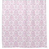Feuille Damask Rpt Pattern roze op White Douchegordijn (Voorkant)
