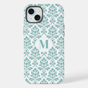 Feuille Damask Teal Patroon (Aangepast) iPhone 15 Plus Case