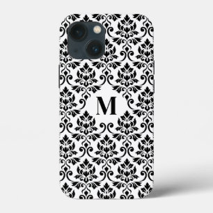 Feuille Damask Zwart Patroon (Aangepast) iPhone 13 Mini Hoesje
