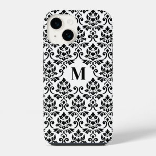 Feuille Damask Zwart Patroon (Aangepast) iPhone 14 Hoesje