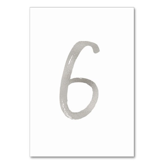Feuille d'argent chic numéro de table de mariage | (Dos)
