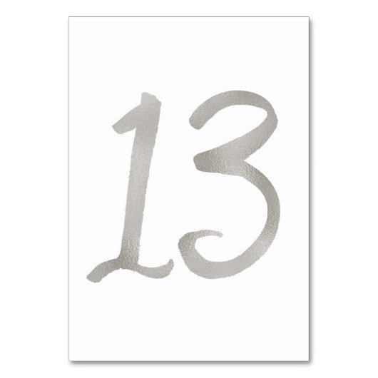Feuille d'argent chic numéro de table de mariage | (Dos)