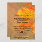 Feuille d'automne avec Faire-part de mariage cardi (Devant / Derrière)