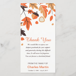 Feuille d'automne commémoratif de Merci de