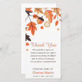 Feuille d'automne commémoratif de Merci de (Devant / Derrière)